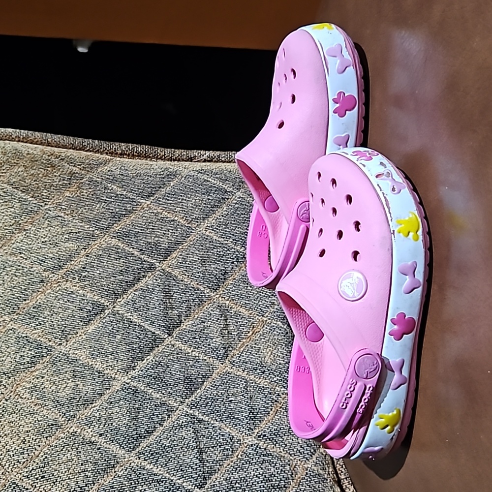 Crocs Fun Lab Disney Minnie Mouse Slip On Clogs Shoes Pink Yellow White